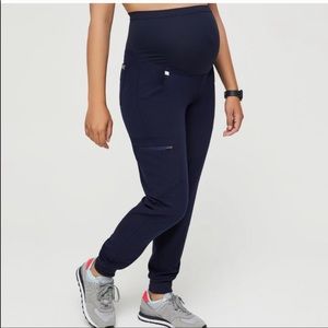 Figs jogger maternity scrub pants navy blue
